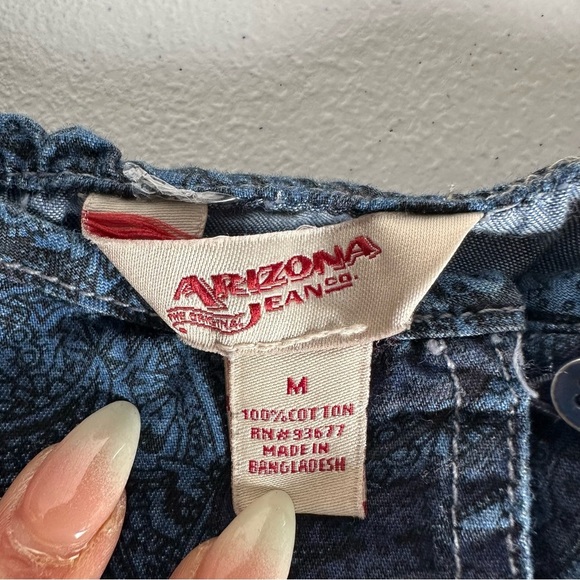 Arizona Jean Company Blue Gradient Paisley Patterned Peplum Tank Top - Medium - Picture 2 of 8